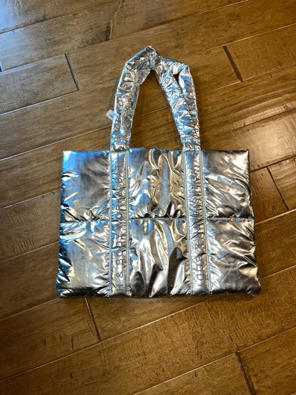 Bath & Body Works Metallic Silver Puffer Tote bag